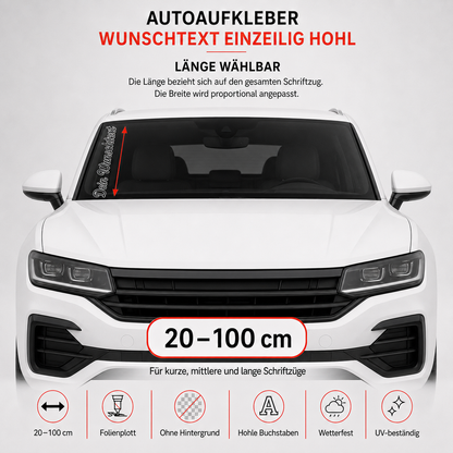 Scheibenaufkleber mit hohlem Wunschtext | 20 bis 100cm | Outline | ab 9,99€