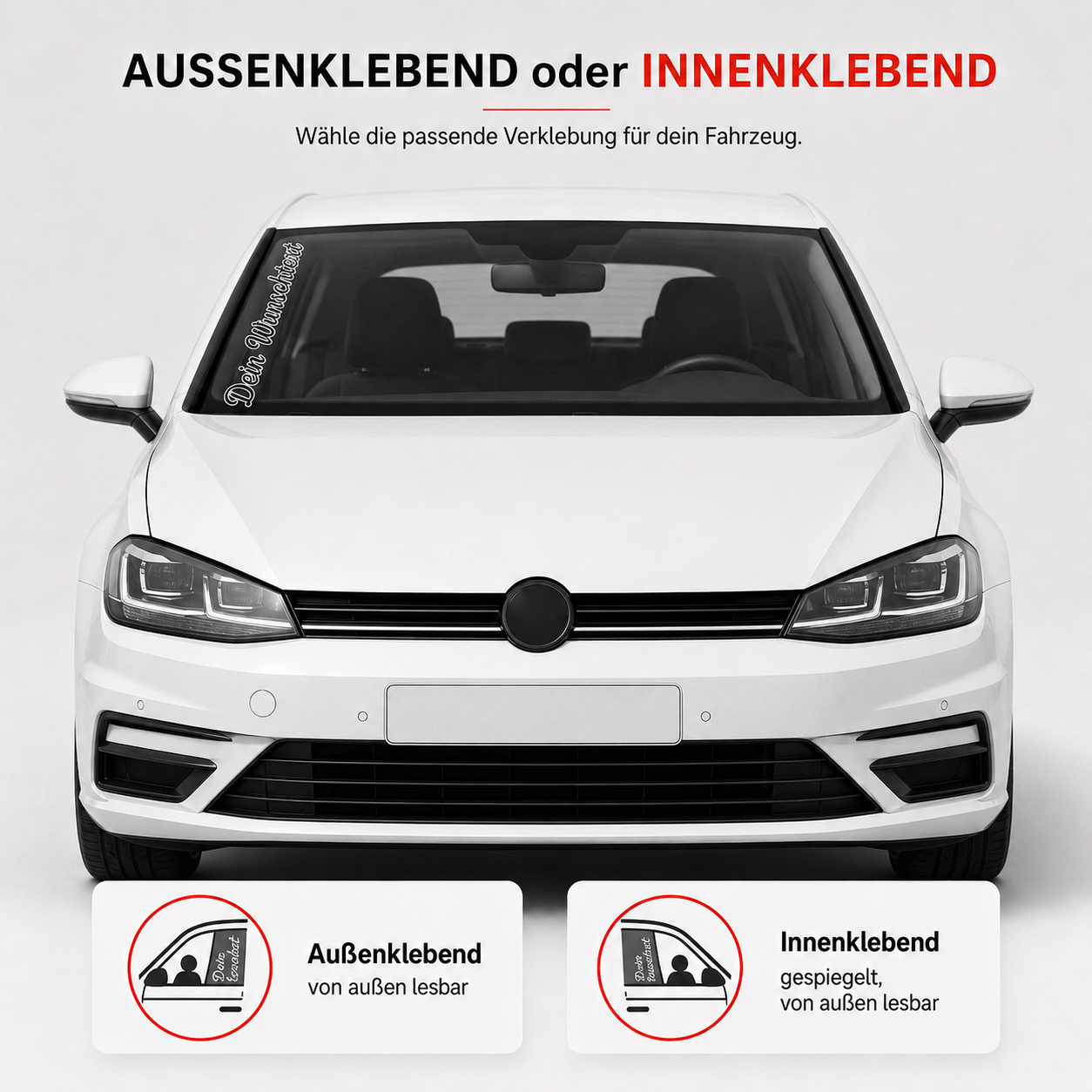 Scheibenaufkleber mit hohlem Wunschtext | 20 bis 100cm | Outline | ab 9,99€