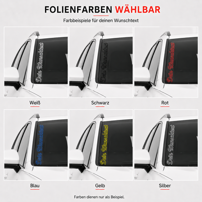 Scheibenaufkleber mit hohlem Wunschtext | 20 bis 100cm | Outline | ab 9,99€