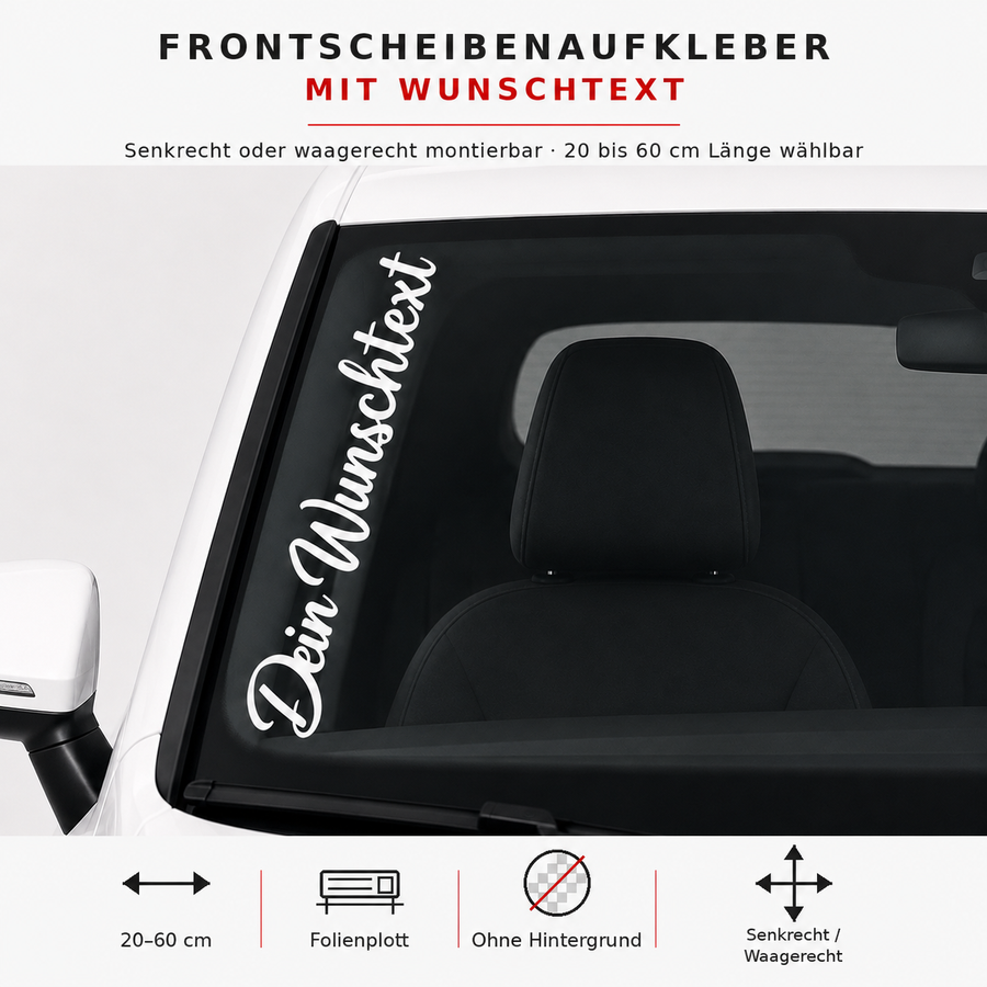 Scheibenaufkleber mit Wunschtext | 20 bis 60cm | ab 4,99€