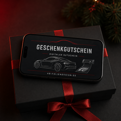 Digitaler Geschenkgutschein für Wunschtext & Fahrzeugprojekte | 10–250 €