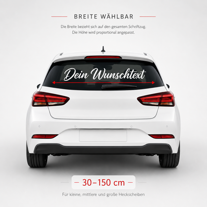Heckscheibenaufkleber mit Wunschtext | 30 bis 150cm | einzeilig | ab 5,99€
