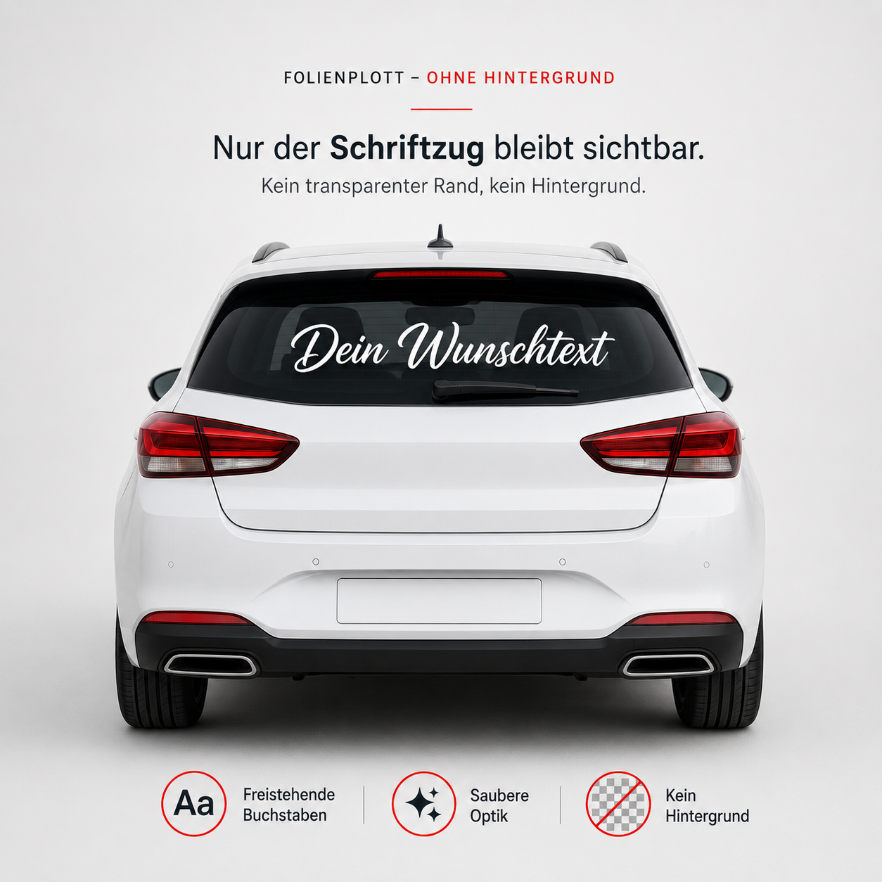 Heckscheibenaufkleber mit Wunschtext | 30 bis 150cm | einzeilig | ab 5,99€