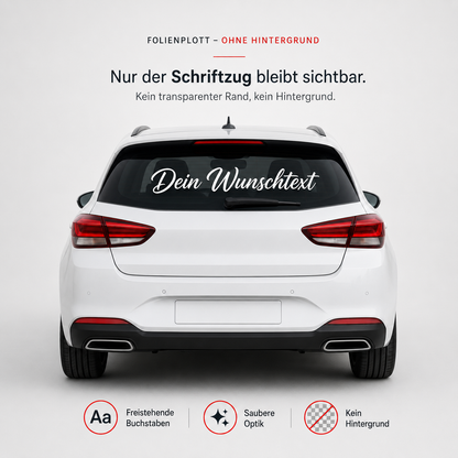 Heckscheibenaufkleber mit Wunschtext | 30 bis 150cm | einzeilig | ab 5,99€