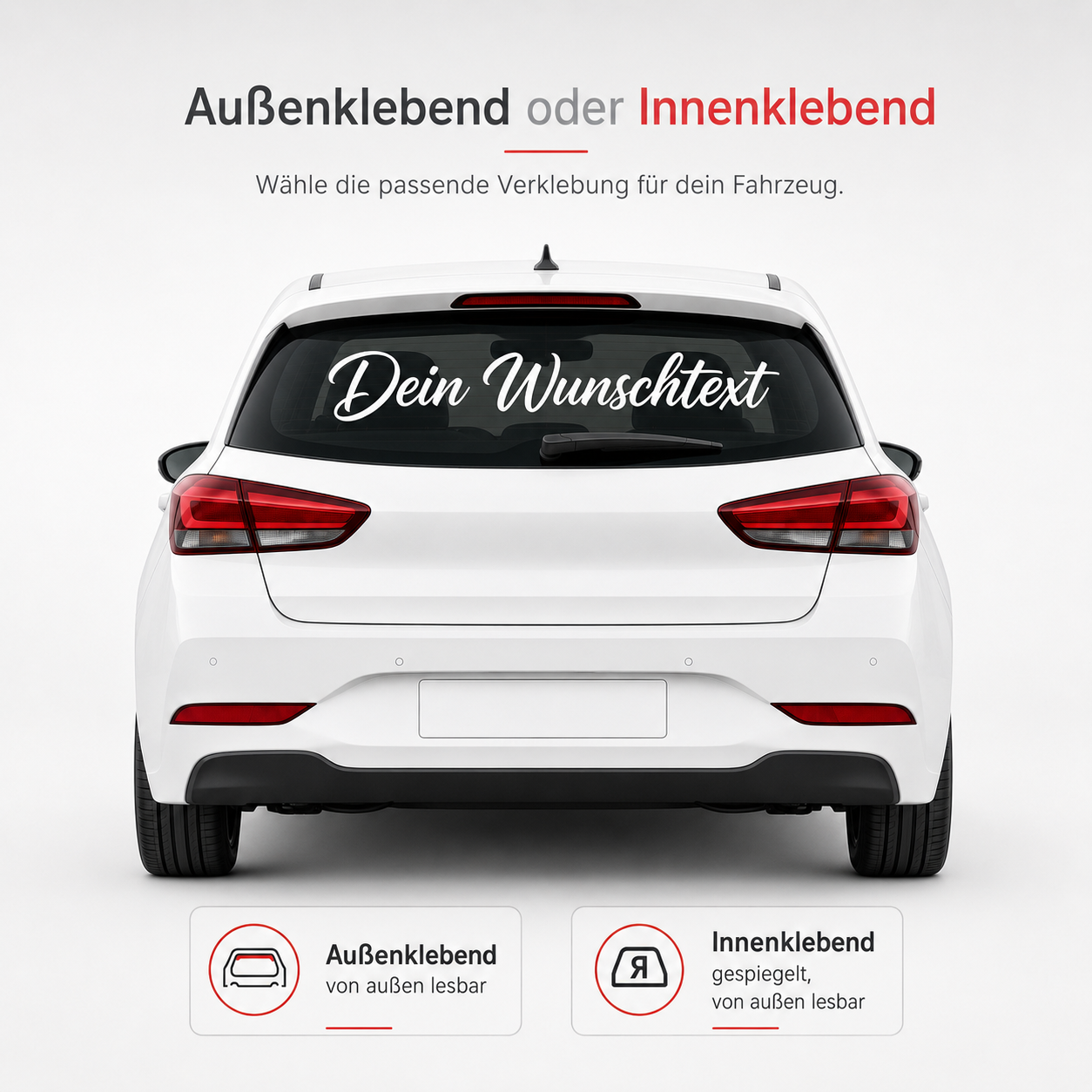 Heckscheibenaufkleber mit Wunschtext | 30 bis 150cm | einzeilig | ab 5,99€