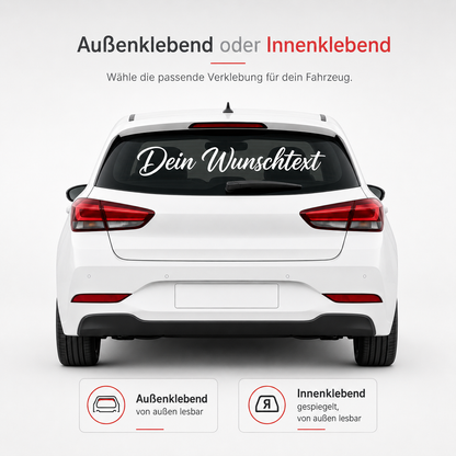 Heckscheibenaufkleber mit Wunschtext | 30 bis 150cm | einzeilig | ab 5,99€