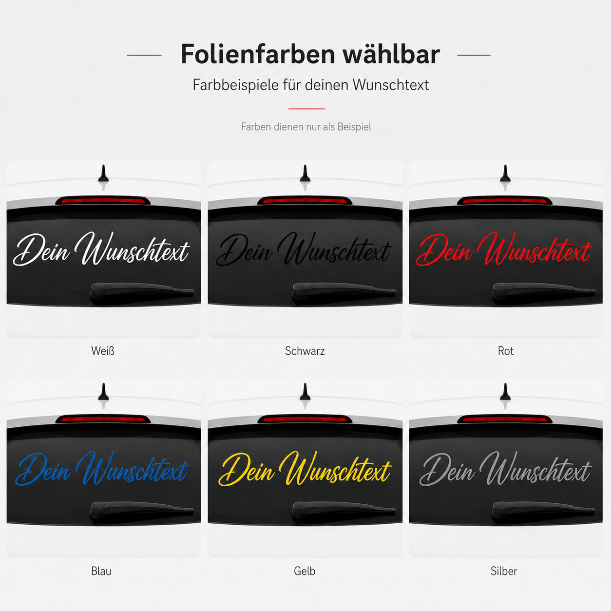 Heckscheibenaufkleber mit Wunschtext | 30 bis 150cm | einzeilig | ab 5,99€