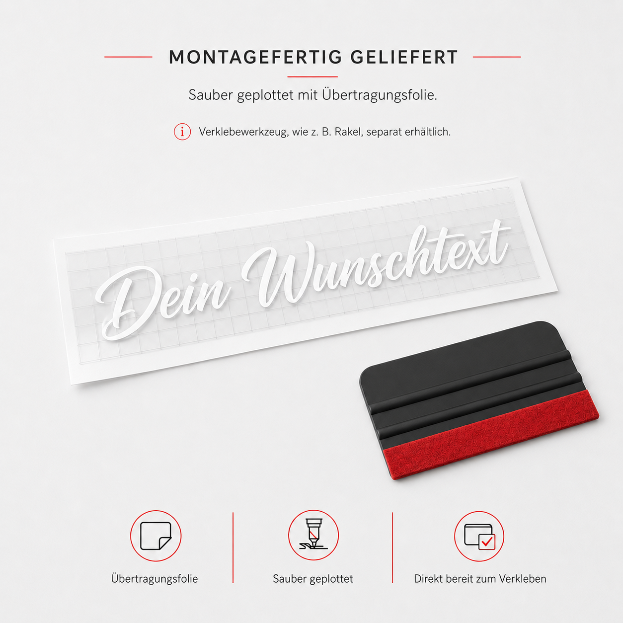 Heckscheibenaufkleber mit Wunschtext | 30 bis 150cm | einzeilig | ab 5,99€