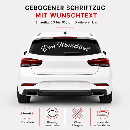 Scheibenaufkleber mit Wunschtext | 30 bis 100cm | gebogen | ab 6,99€