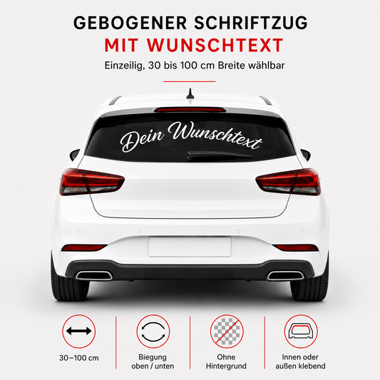 Scheibenaufkleber mit Wunschtext | 30 bis 100cm | gebogen | ab 6,99€