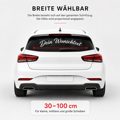 Scheibenaufkleber mit Wunschtext | 30 bis 100cm | gebogen | ab 6,99€