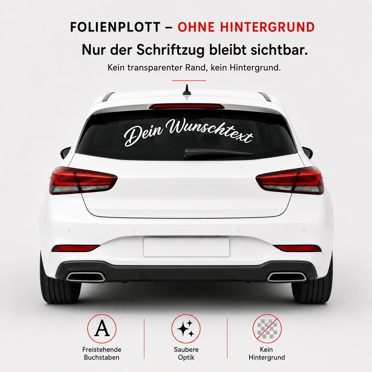 Scheibenaufkleber mit Wunschtext | 30 bis 100cm | gebogen | ab 6,99€
