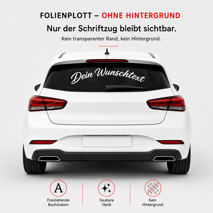 Scheibenaufkleber mit Wunschtext | 30 bis 100cm | gebogen | ab 6,99€