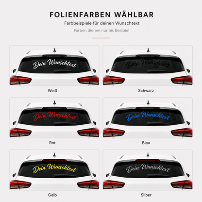 Scheibenaufkleber mit Wunschtext | 30 bis 100cm | gebogen | ab 6,99€