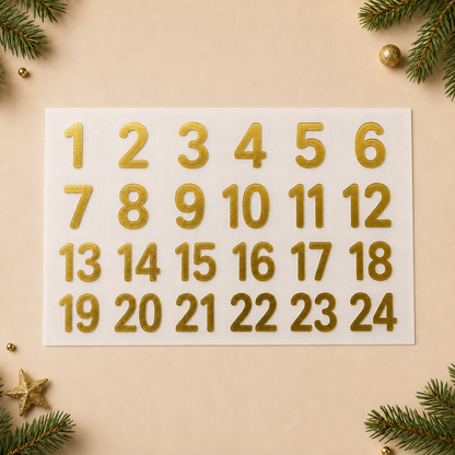 Adventskalender-Stickerset 1–24 – optional mit Wunschname | ab 12,99€