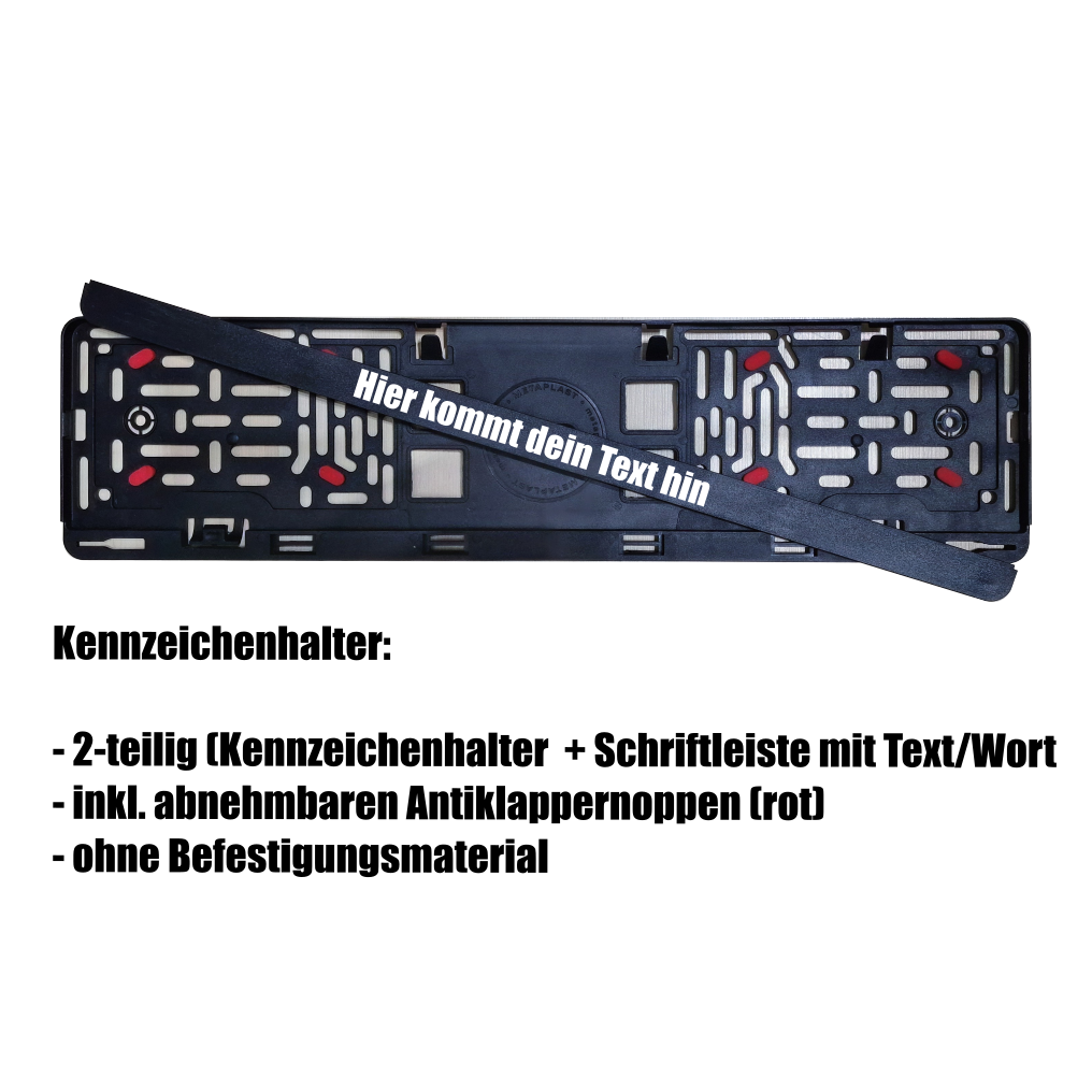 2x EU-Kennzeichenhalter "WUNSCHTEXT" mit Antiklapper-Noppen | ab 19,99€