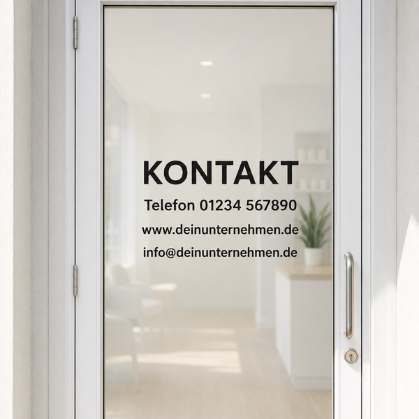 Kontaktdaten-Aufkleber individuell | für Tür, Fenster & Schaufenster | ab 17,99€