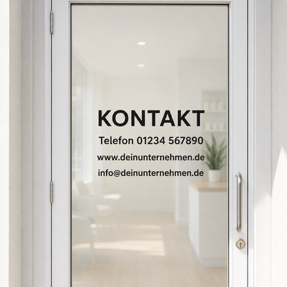 Kontaktdaten-Aufkleber individuell | für Tür, Fenster & Schaufenster | ab 17,99€