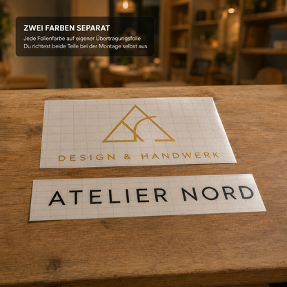 Firmenlogo-Aufkleber als Folienplott – bis 2 Farben | ab 24,99€