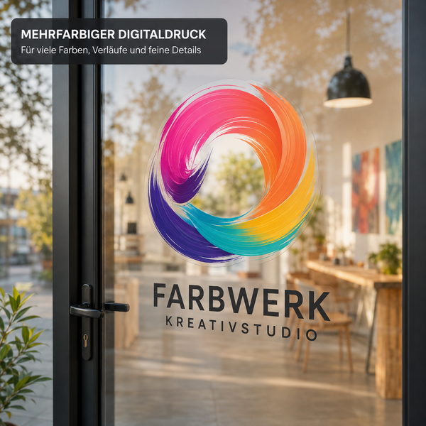 Firmenlogo-Aufkleber im Digitaldruck – mehrfarbig | ab 34,90€