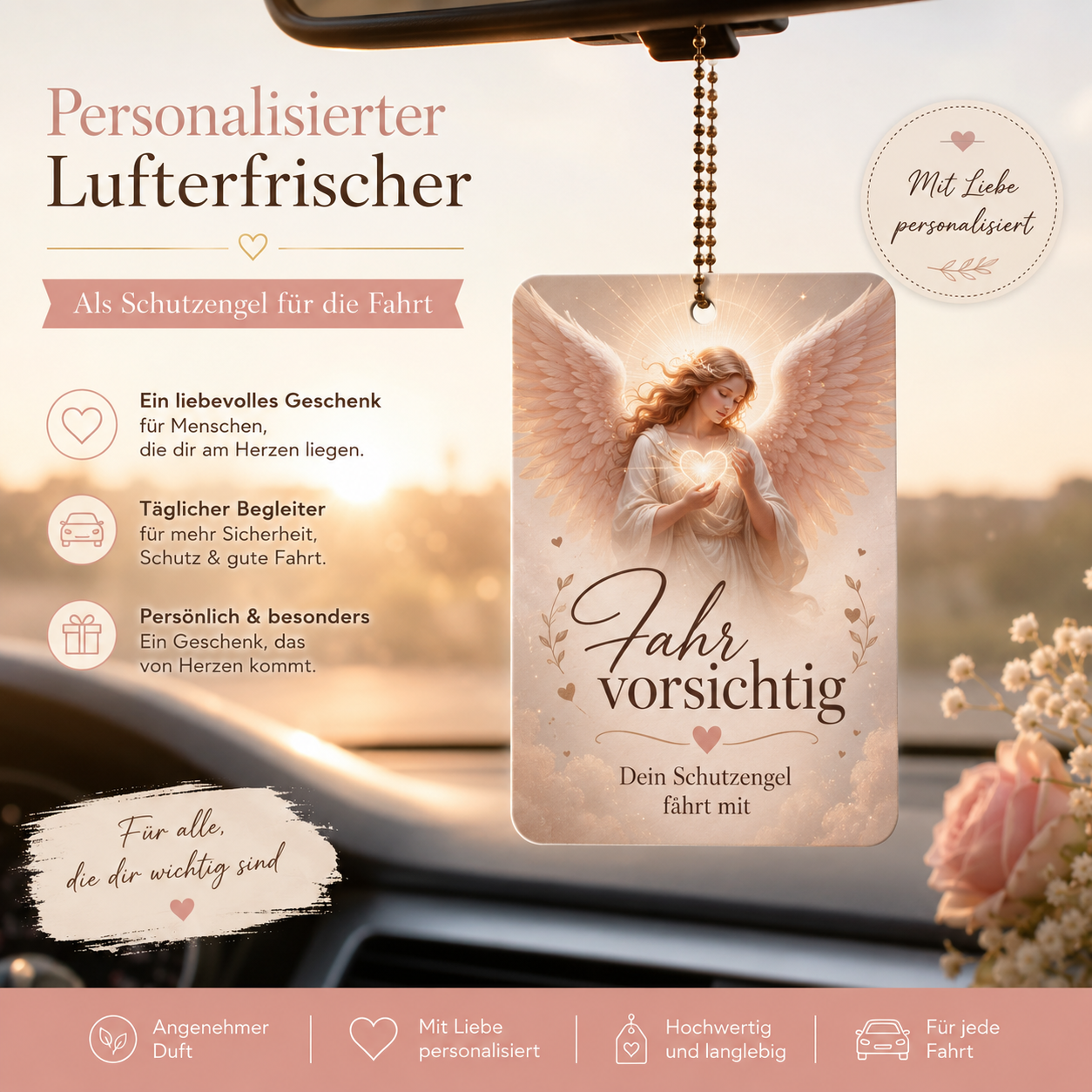 Personalisierter Auto-Lufterfrischer mit eigenem Foto oder Logo | Rechteck hochkant | ab 9,99€