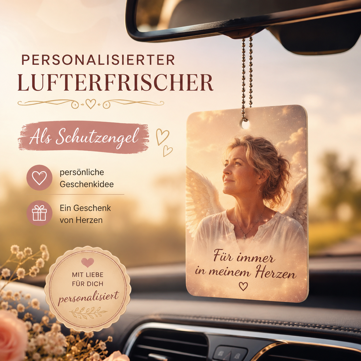 Personalisierter Auto-Lufterfrischer mit eigenem Foto oder Logo | Rechteck hochkant | ab 9,99€
