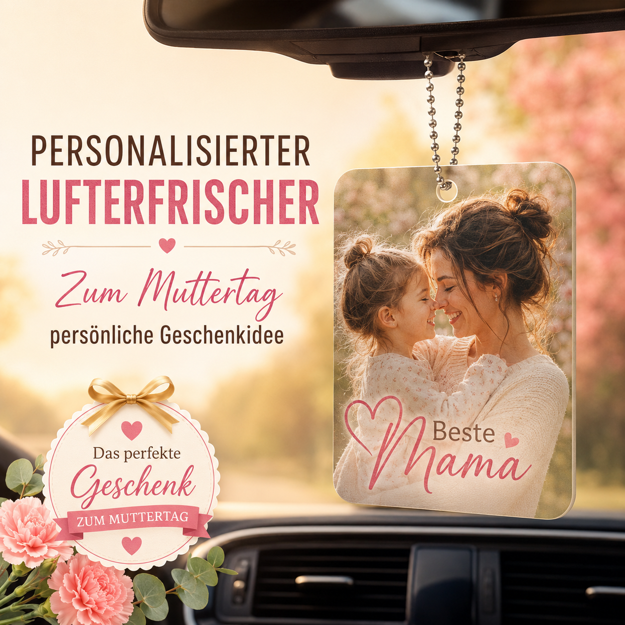 Personalisierter Auto-Lufterfrischer mit eigenem Foto oder Logo | Rechteck hochkant | ab 9,99€