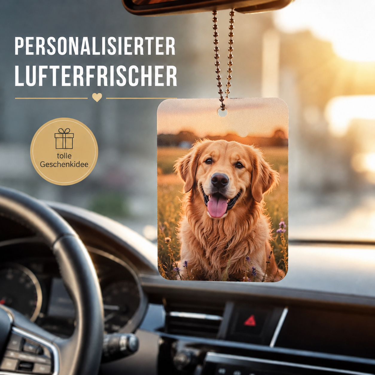 Personalisierter Auto-Lufterfrischer mit eigenem Foto oder Logo | Rechteck hochkant | ab 9,99€