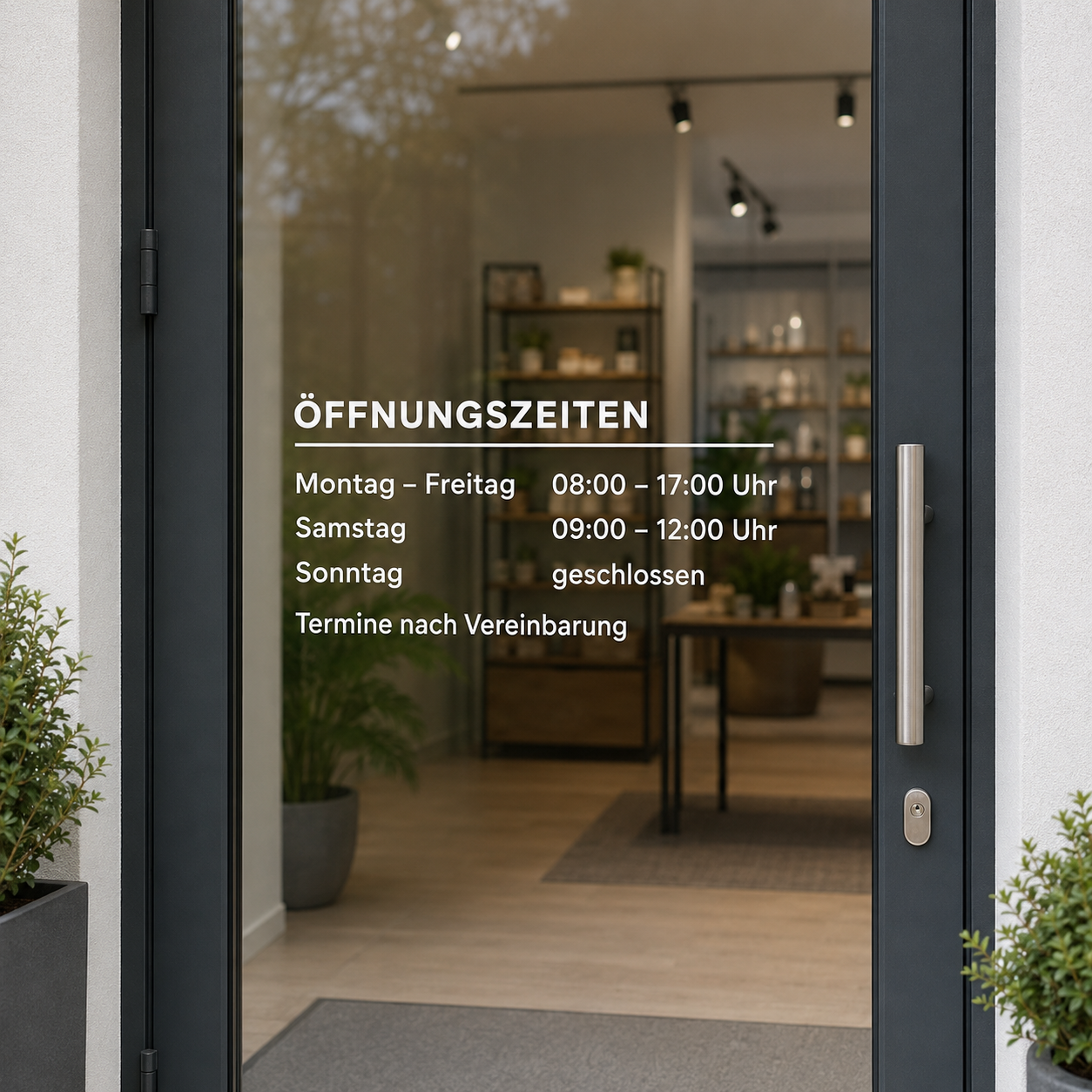Öffnungszeiten-Aufkleber individuell | für Tür, Fenster & Schaufenster | ab 14,90€