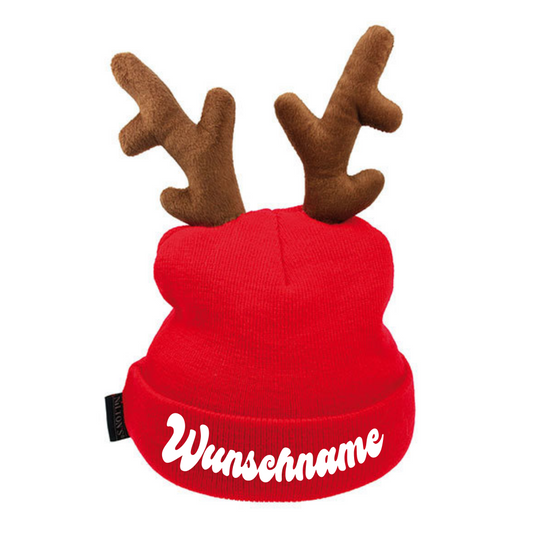 Rentier-Weihnachtsmütze "Wunschtext" | 12,99€