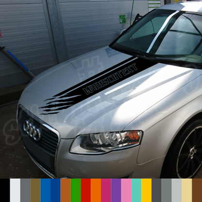 Motorhaubenstreifen mit oder ohne Text | Haubensticker, Rennstreifen | ab 12,90€