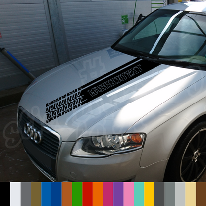 Motorhaubenstreifen mit oder ohne Text | Haubensticker, Rennstreifen | ab 12,90€