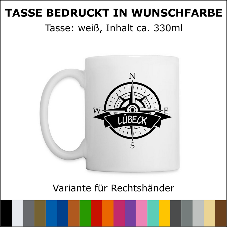 Keramiktasse “Kompass" mit Wunschort | ab 12,99€