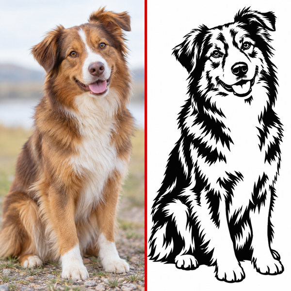 Tierportrait Aufkleber nach Foto – mit Wunschtext | ab 29,90€