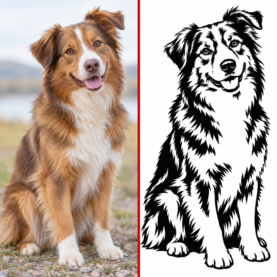 Tierportrait Aufkleber nach Foto – mit Wunschtext | ab 29,90€