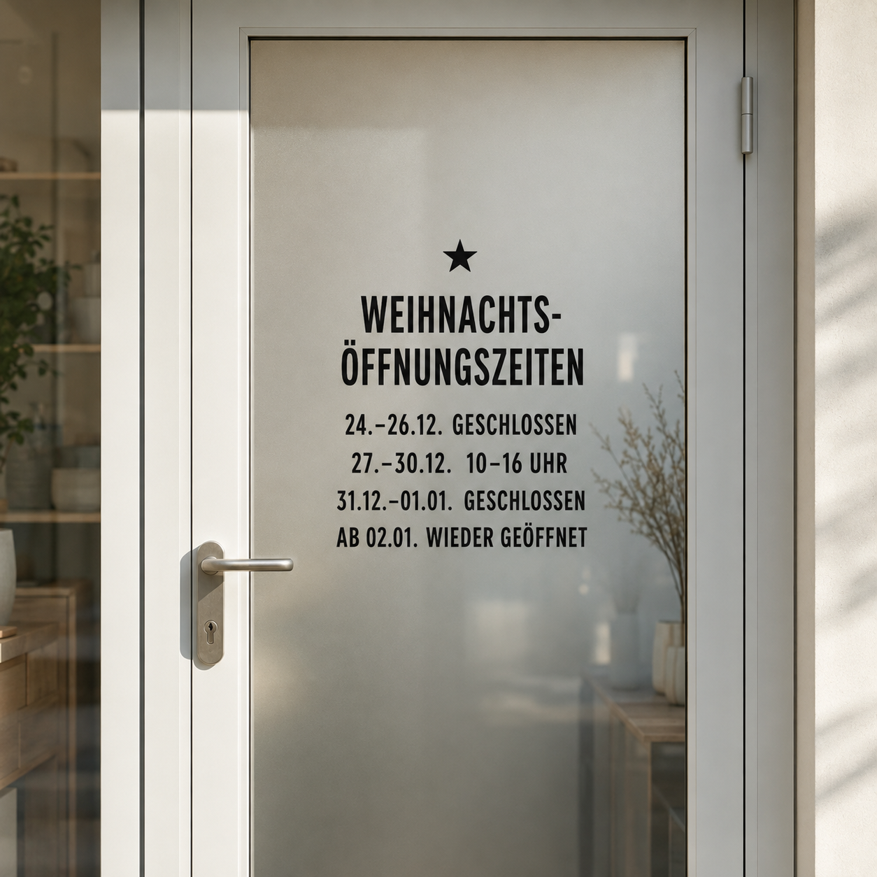 Weihnachts-Öffnungszeiten-Aufkleber individuell | für Tür, Fenster & Schaufenster | ab 19,99€