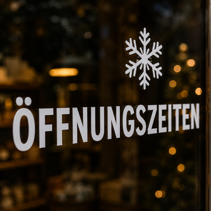 Weihnachts-Öffnungszeiten-Aufkleber individuell | für Tür, Fenster & Schaufenster | ab 19,99€