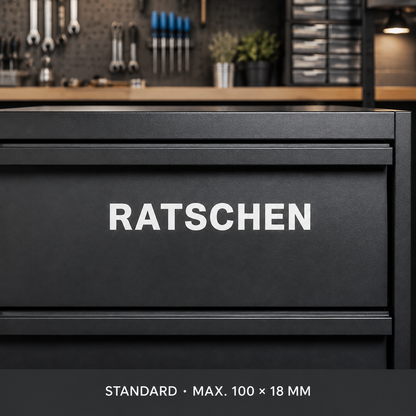Werkzeugwagen- & Werkstattschrank-Beschriftungsset | personalisiert | ab 17,99€