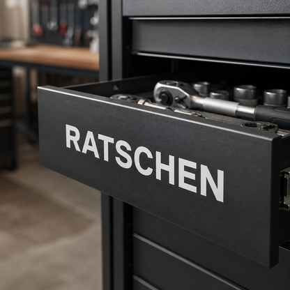 Werkzeugwagen- & Werkstattschrank-Beschriftungsset | personalisiert | ab 17,99€