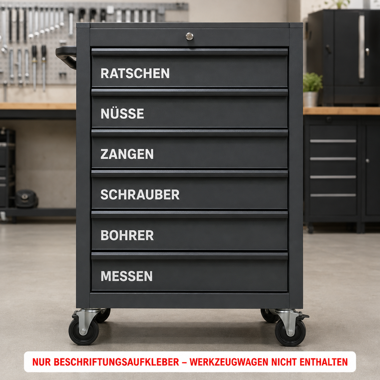 Werkzeugwagen- & Werkstattschrank-Beschriftungsset | personalisiert | ab 17,99€