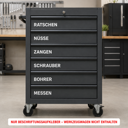 Werkzeugwagen- & Werkstattschrank-Beschriftungsset | personalisiert | ab 17,99€