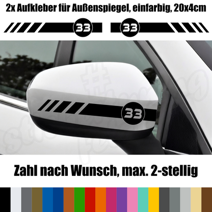 2x Aufkleber “WUNSCHZAHL” für Außenspiegel links & rechts | ab 6,99€