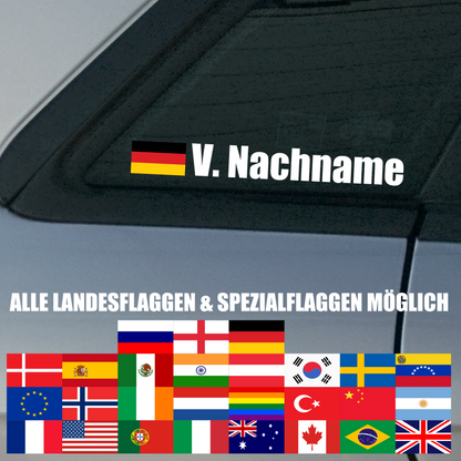 Namensaufkleber mit Wunschflagge | 1 bis 10 Stück | ca. 2 cm hoch | ab 5,99€